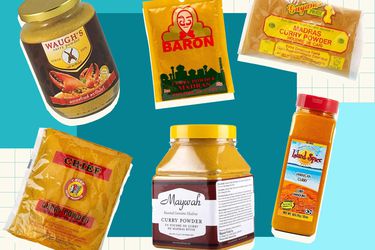 Collage of curry powdeers