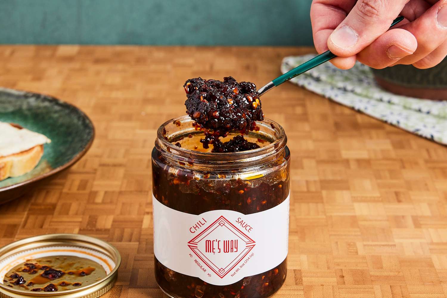 Best Chili Crisp being scooped