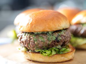 Burger with compound butter and garlic confit