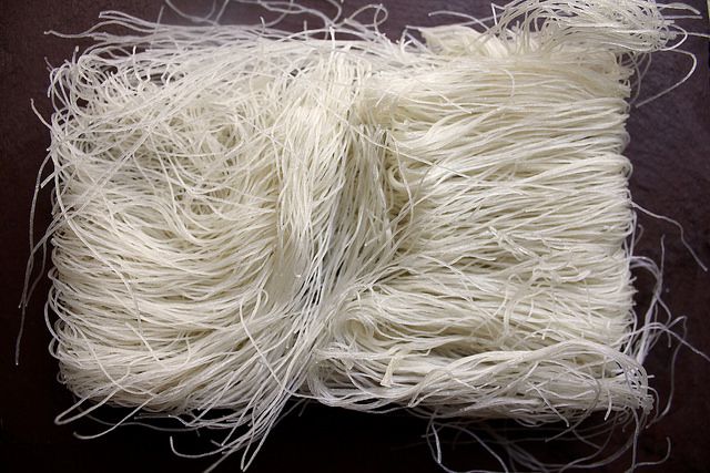 A dried "brick" of Taiwanese rice noodles.