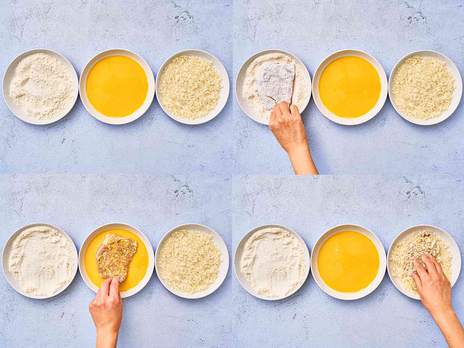 Four image collage of dredging cutlet