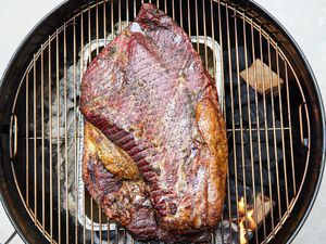 Smoked brisket on a barbecue grill
