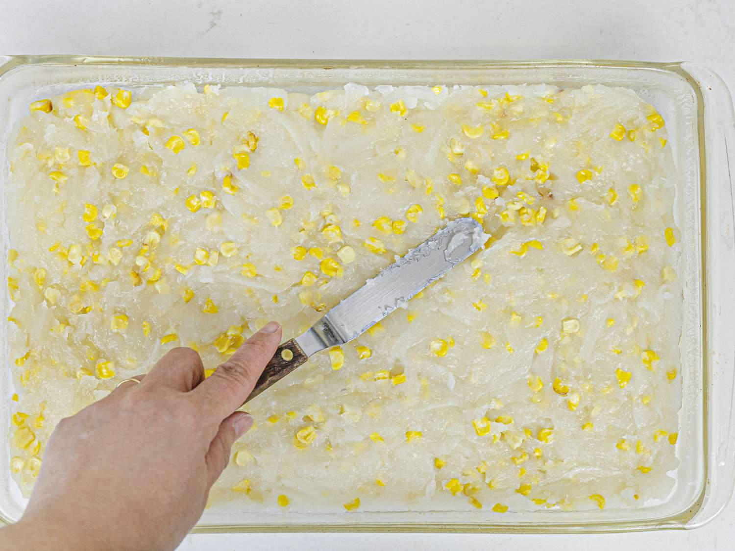 Maja blanca spread in a pan.
