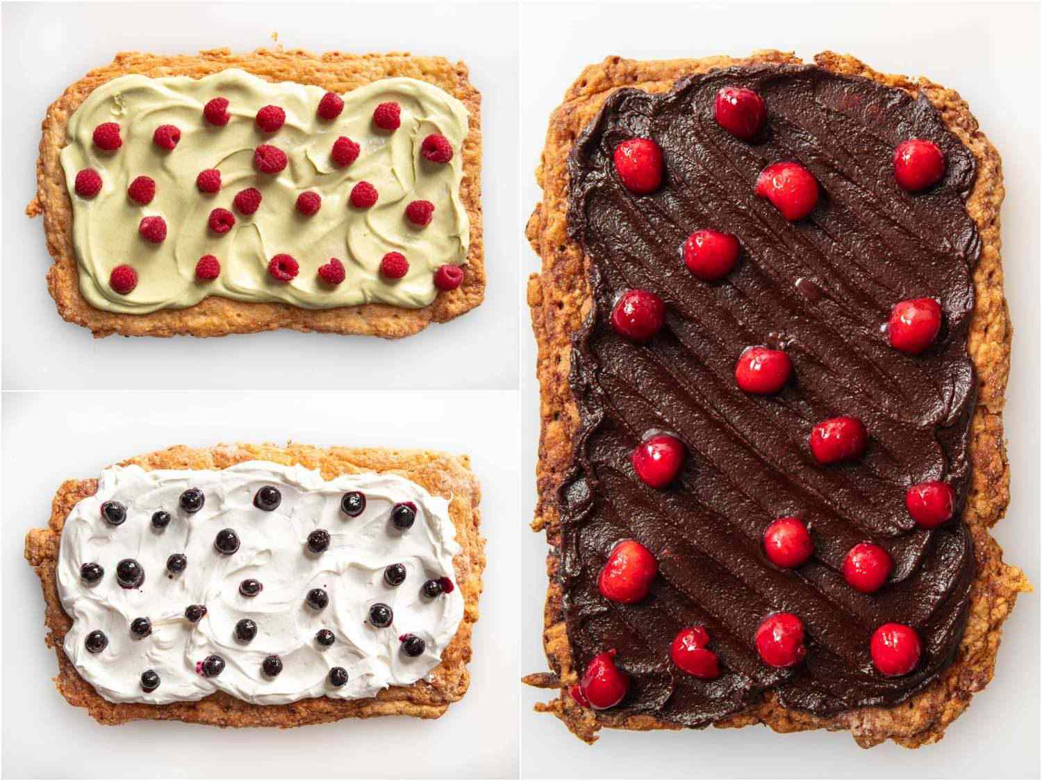 topping the tarts with fresh raspberries, blueberries, and cherries