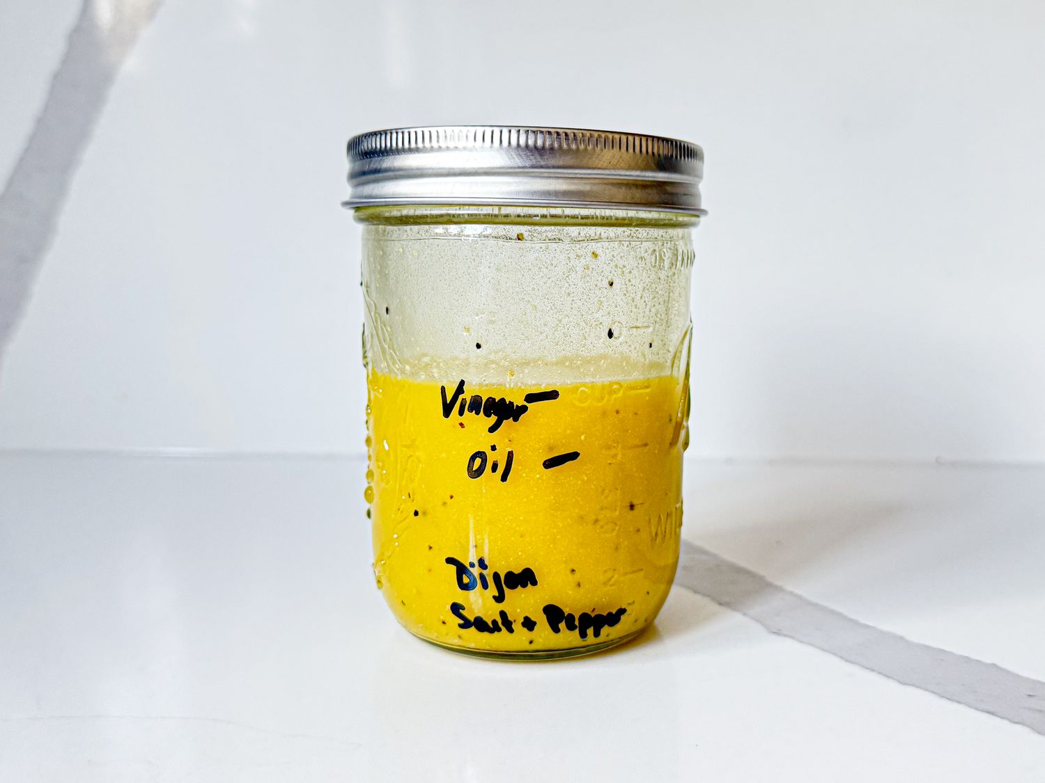 Side view of labeled jar