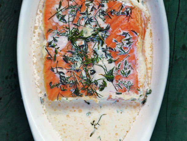 Salmon Baked in Cream