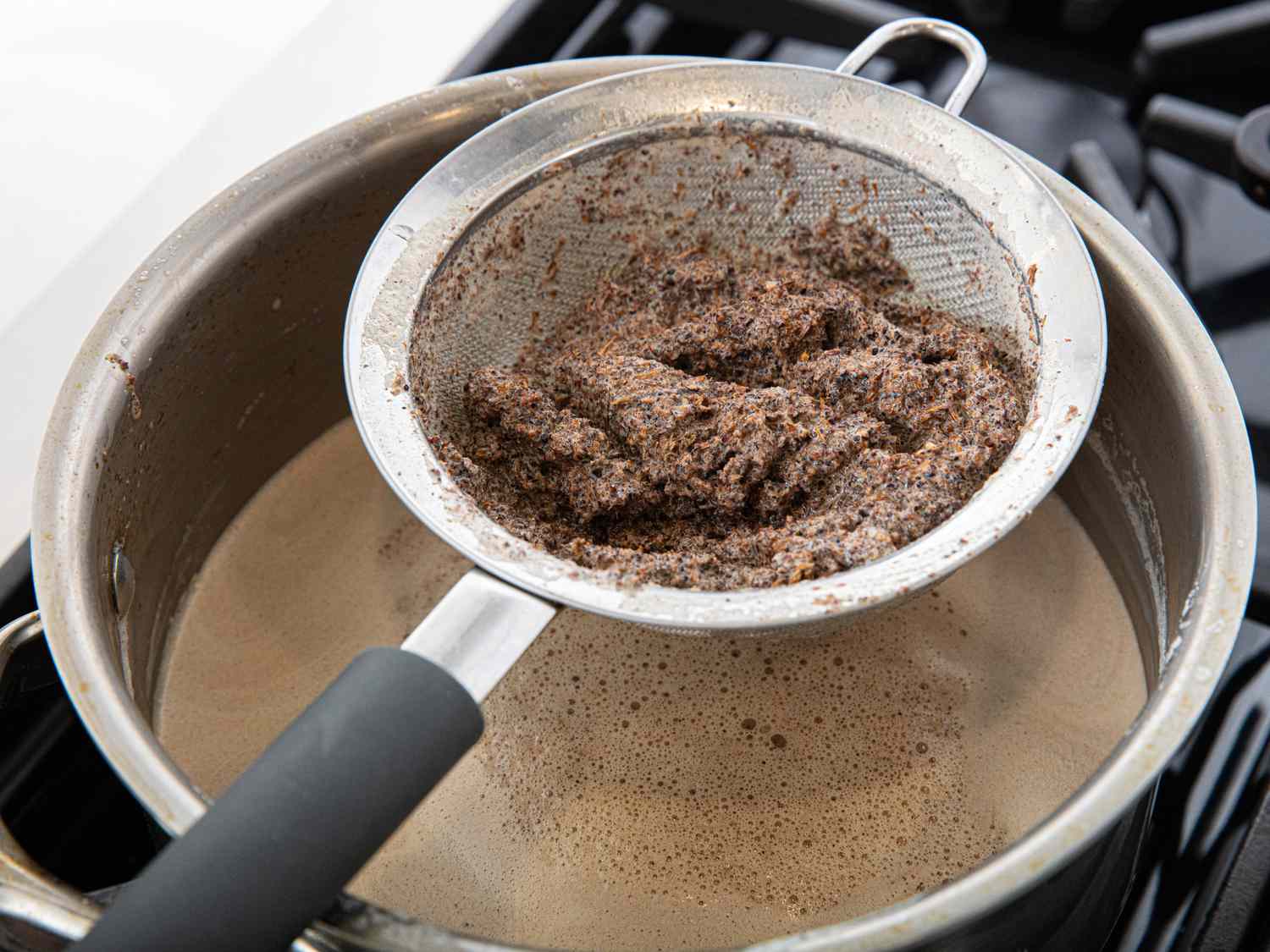 Overhead view of strained tea