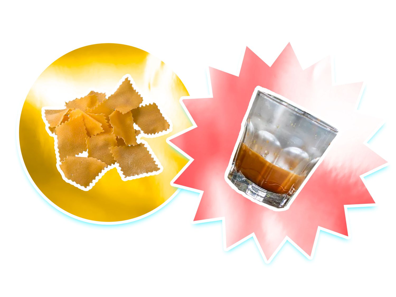 Two stickers of pasta and espresso 