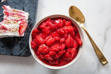 Overhead view of strawberry compote