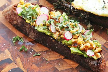 Corn, Avocado, and Radish Tartine