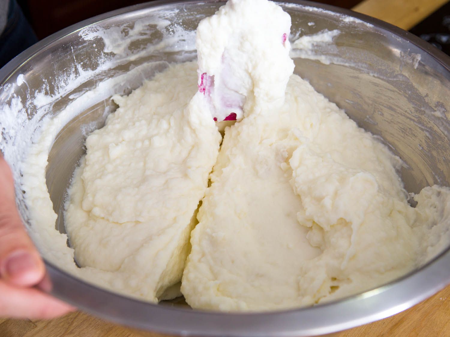 Well-mixed mashed potatoes.