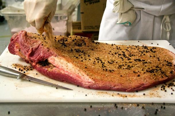 Rubbing the brisket