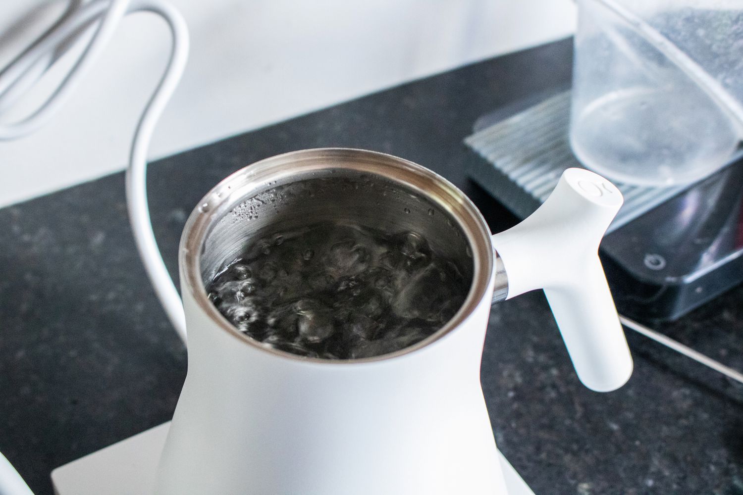 Water boiling in an electric kettle