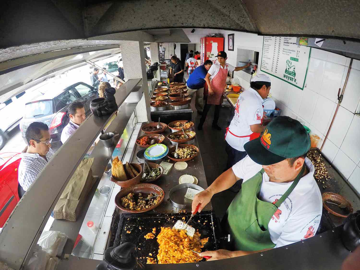 A snapshot of the kitchen line at Wayan'e in Merida, Mexico.