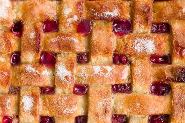 sour cherry pie with lattice crust