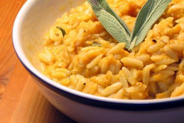 Pumpkin orzo with sage