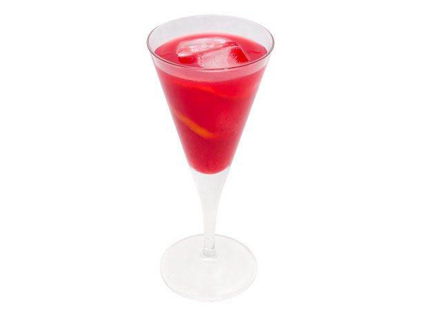 A Mickey Rourke cocktail, served in a fluted glass.