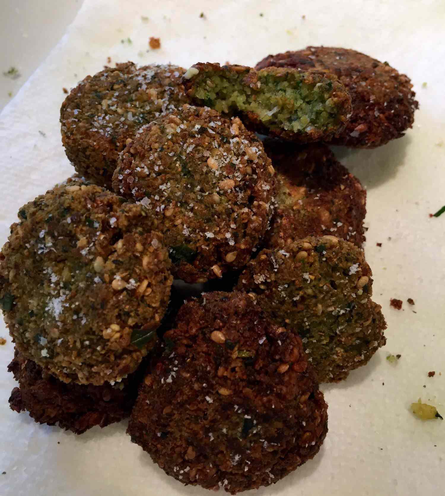 Pile of falafel on a plate