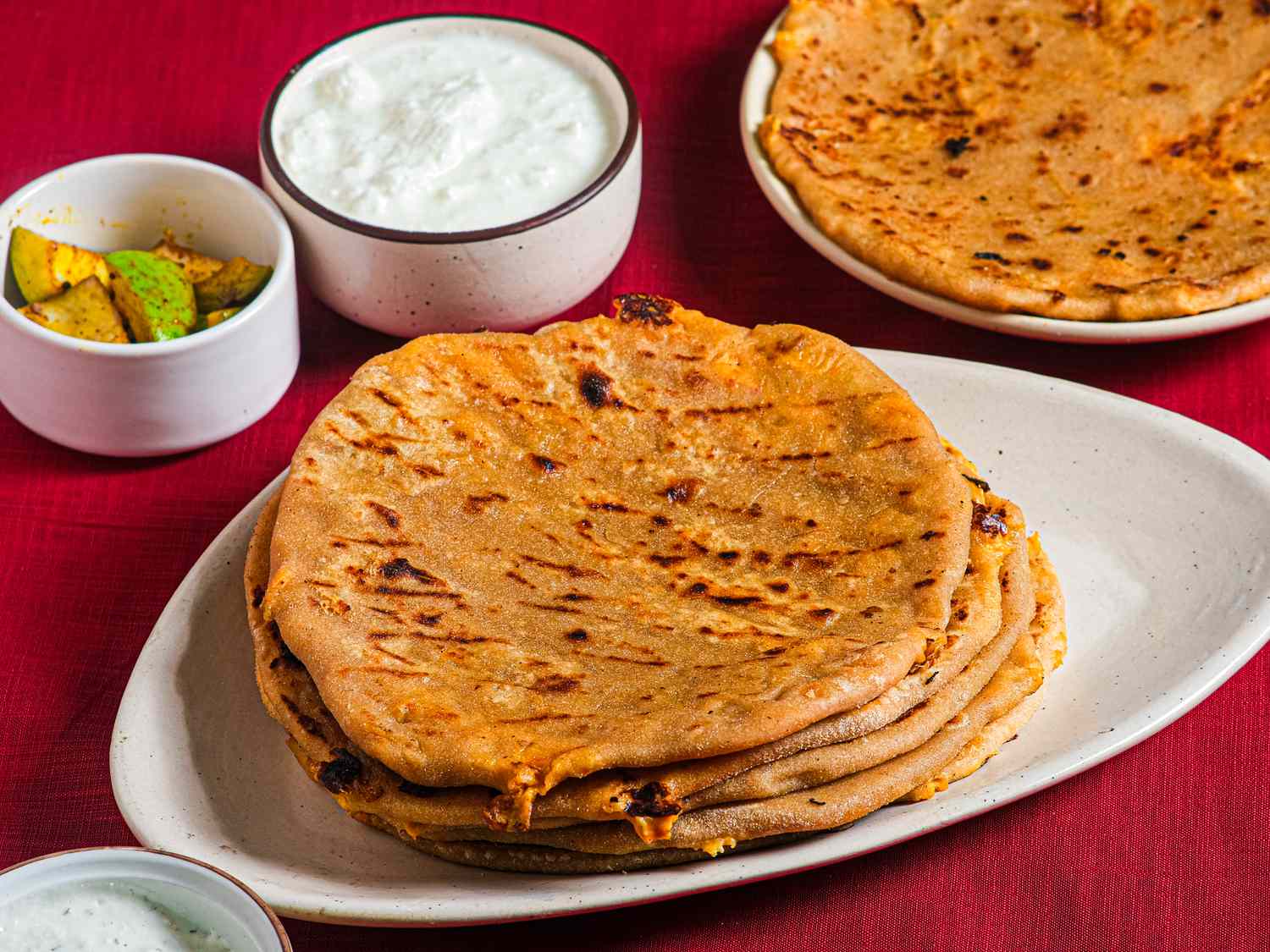 Side view of buffalo chicken and cheese partha