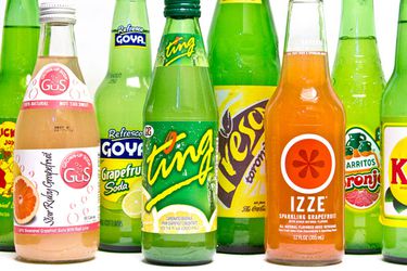 An assortment of grapefruit sodas. 