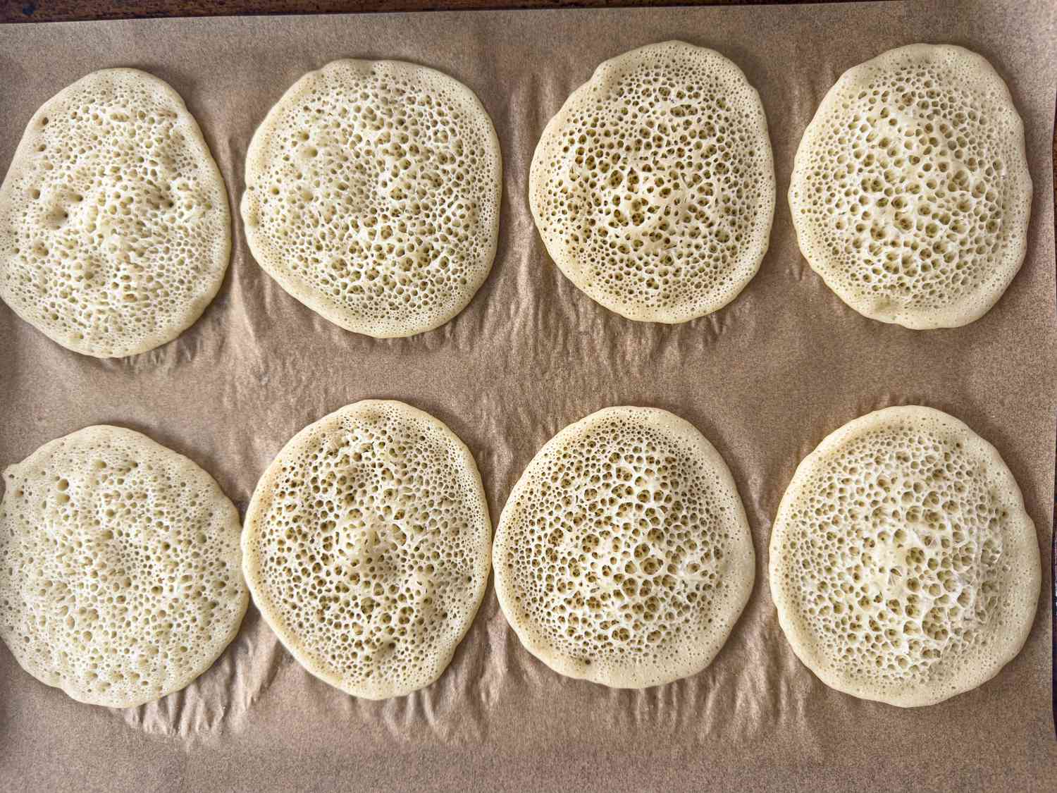 Overhead view of qatayef cooked