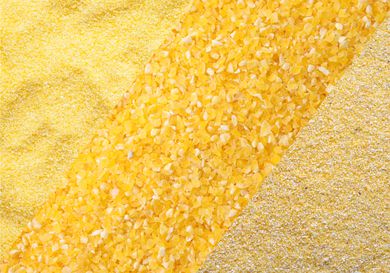 Collage of cornmeal, polenta and grits