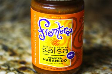A jar of Frontera roasted habanero salsa. 