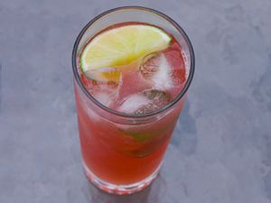 A Late Spring Dark and Stormy, which uses homemade rhubarb syrup.