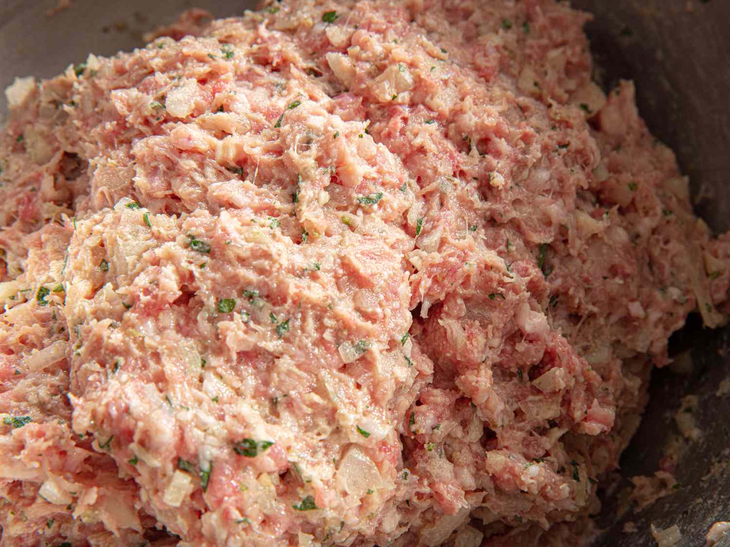 Side view of meat mixture 