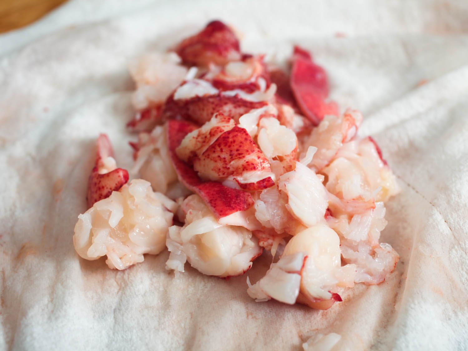 Small chunks of cooked lobster meat