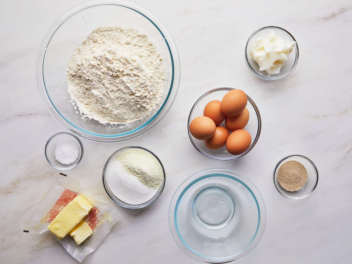 Ingredients for concha doughs