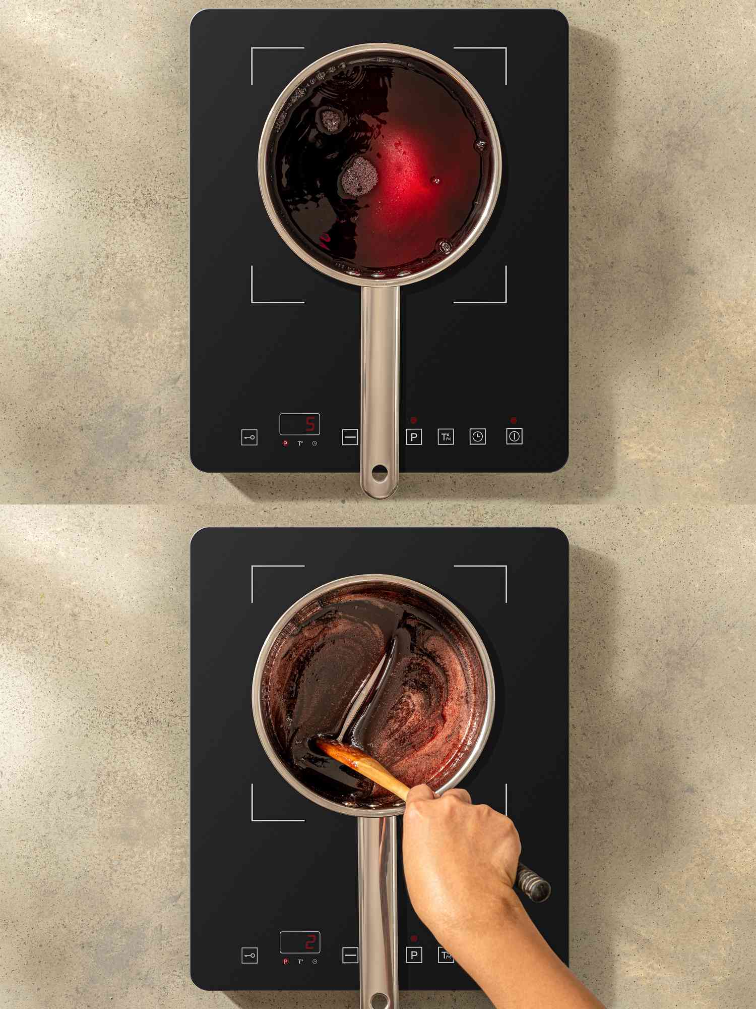 Two image collage of cooking wine