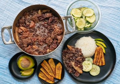 Overhead view of stew peas