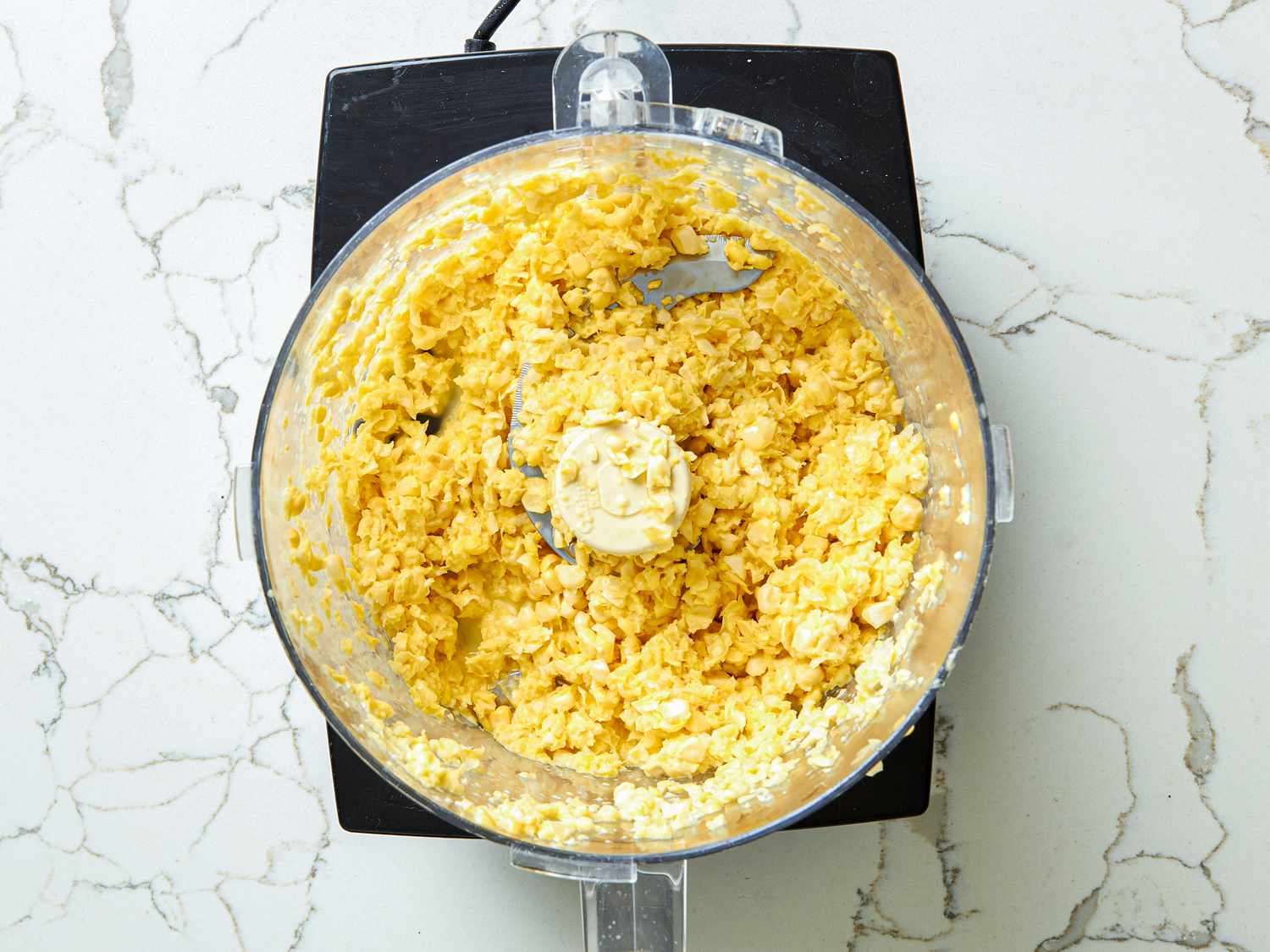 Corn in a food processor.