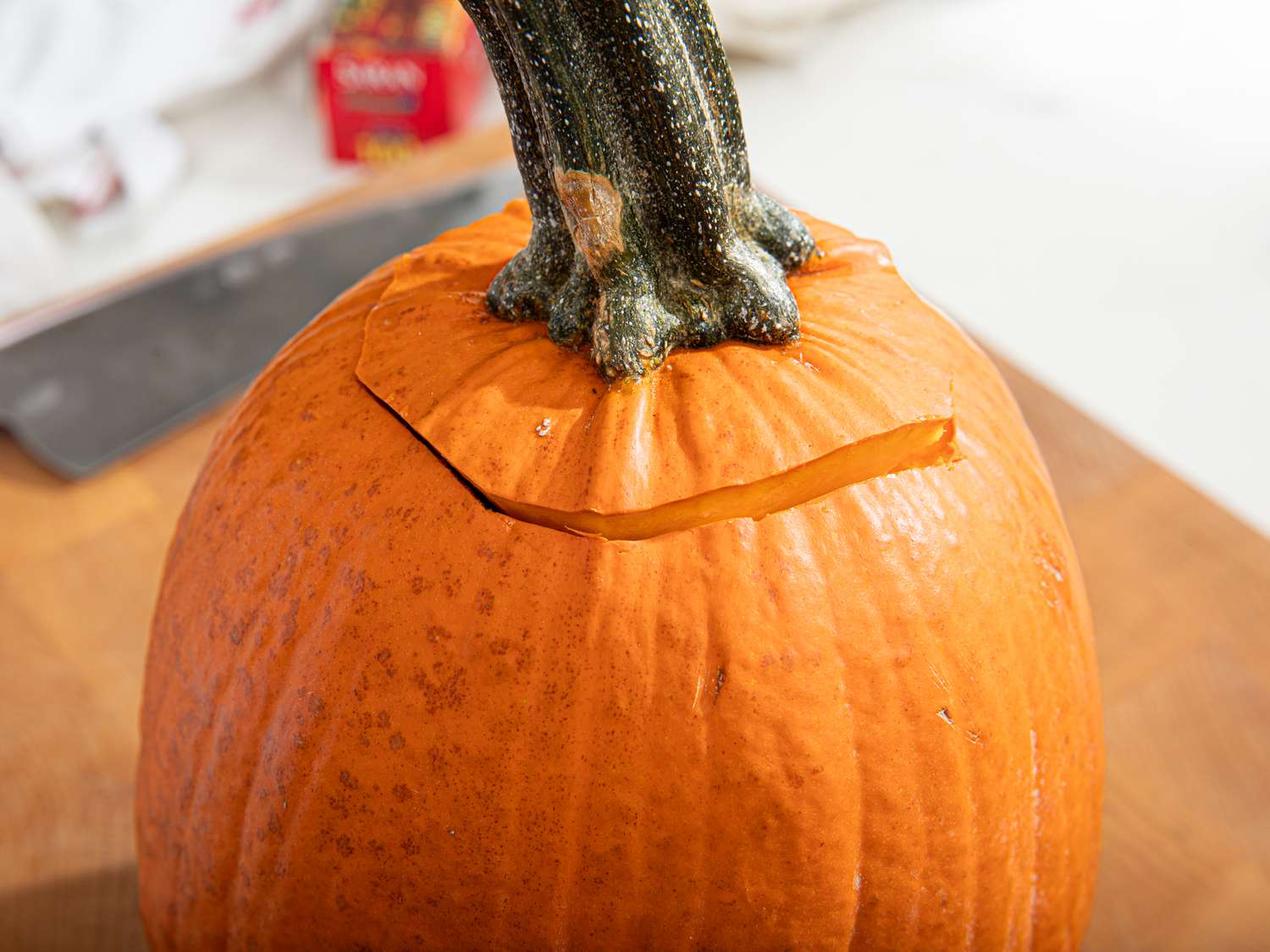 Close up of pumpkin with lid