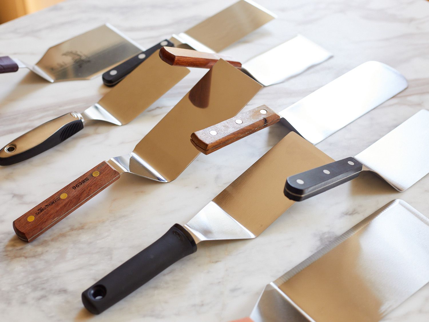 offset turners on a marble countertop