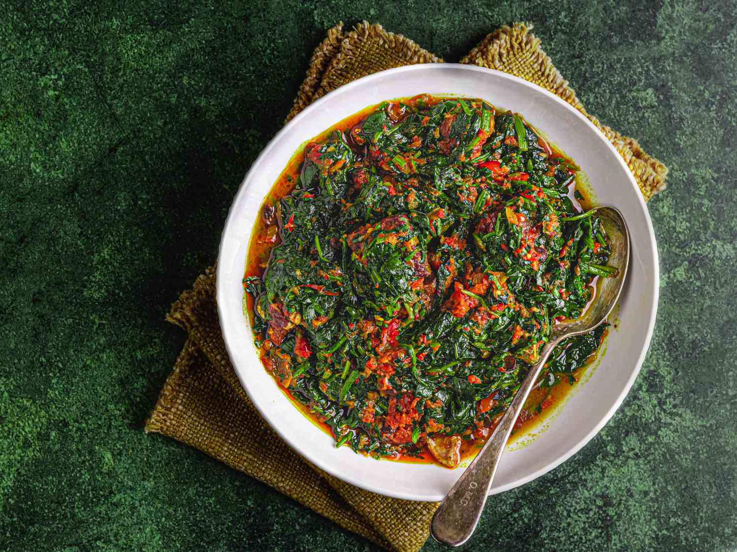 Overhead view of finished efro stew