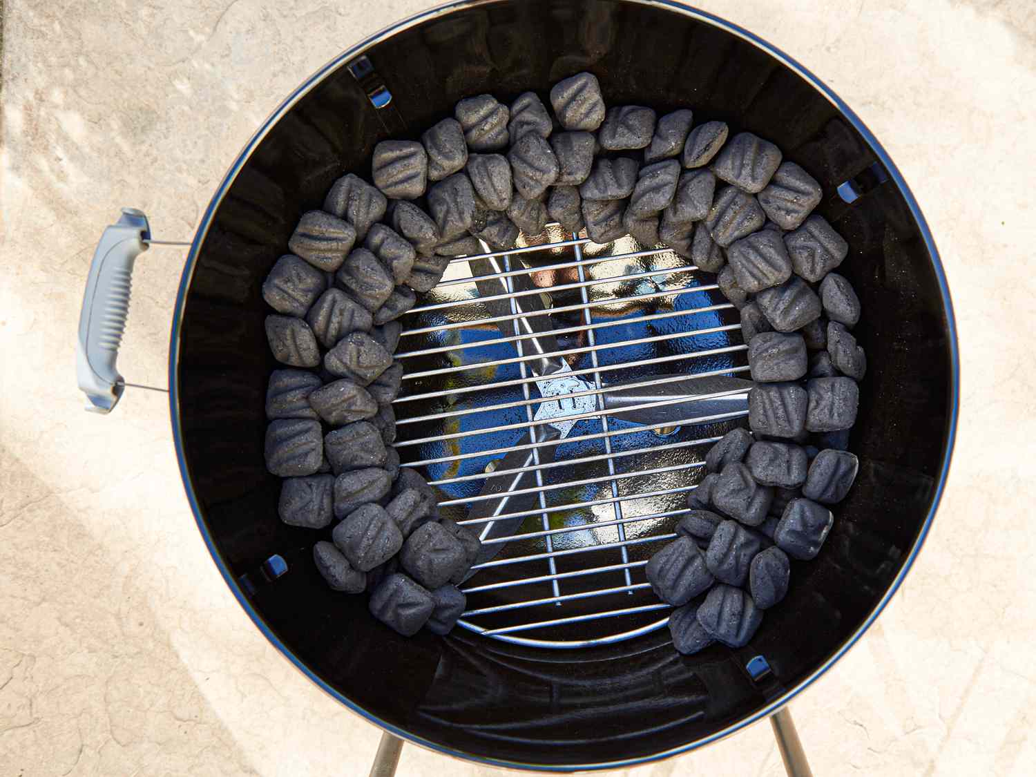 Overhead view of grill set up