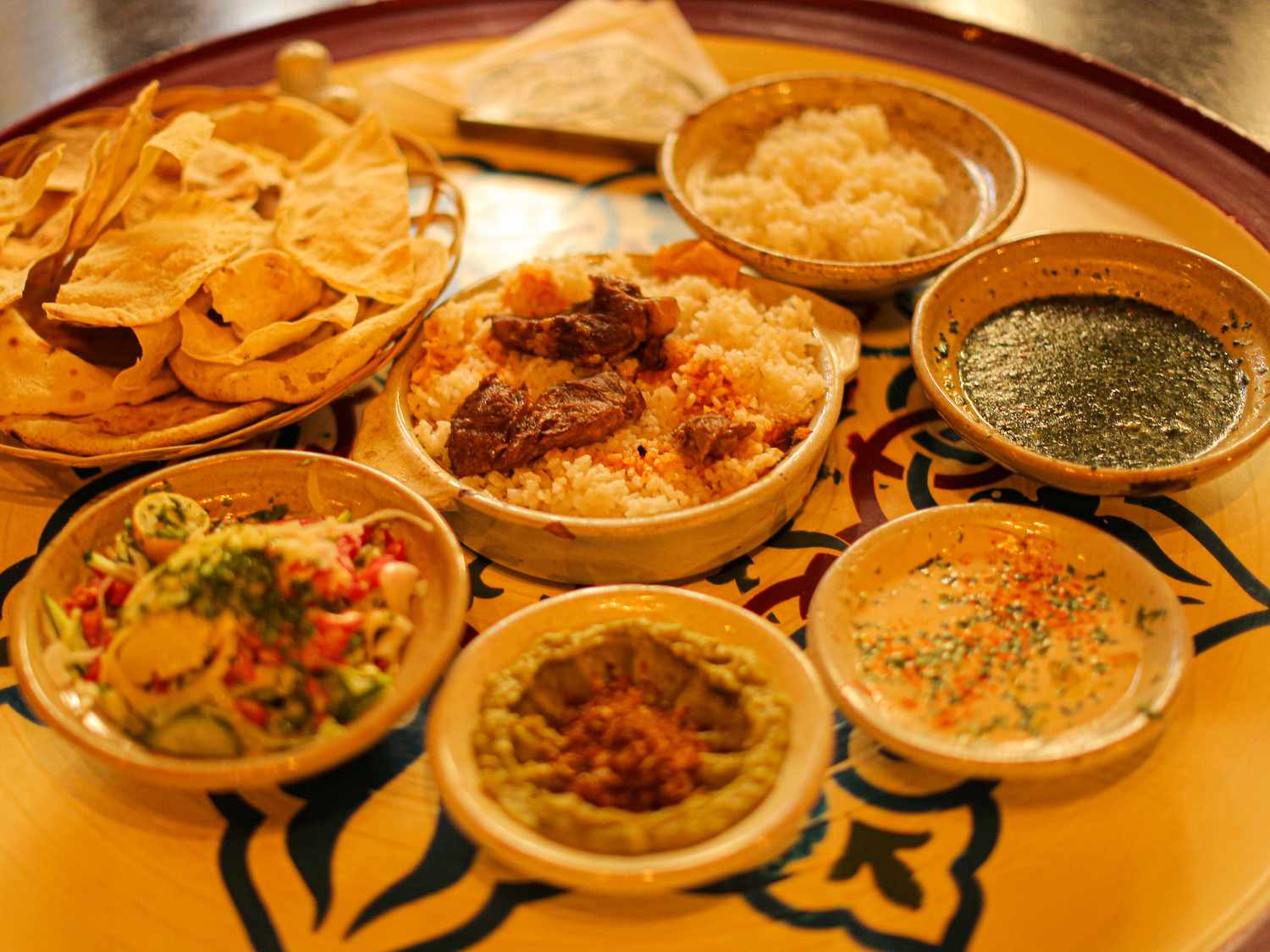 Overhead view of a table at Abu El Sid