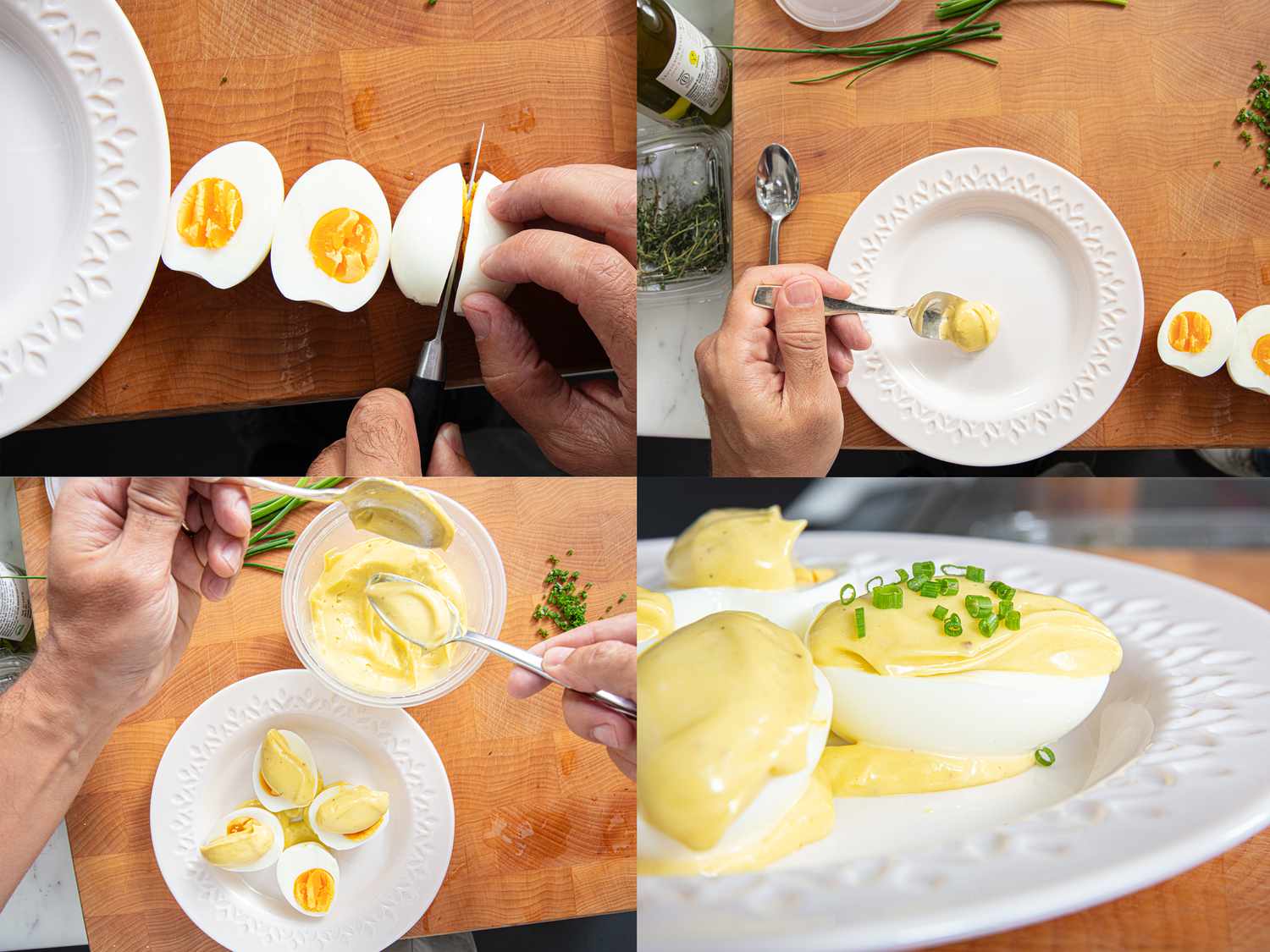 Four image collage of building ouefs mayo