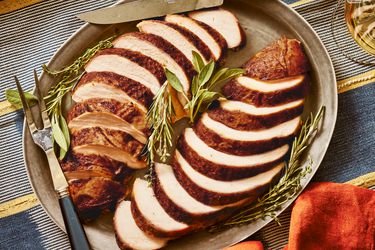 Overhead view of smoked turkey