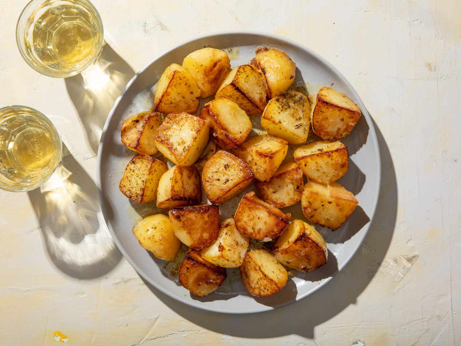 Lemon potatoes on a serving plate