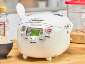 The front of the Zojirushi Neuro Fuzzy Rice Cooker and Warmer