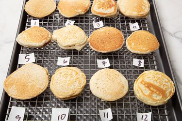 Overhead view of pancake taste test
