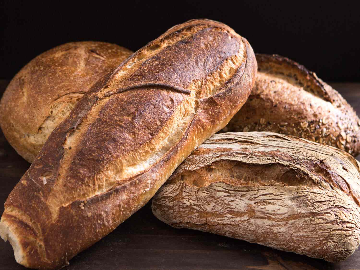 Stacked loaves of sourdough bread