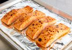 Side view of broiled salmon