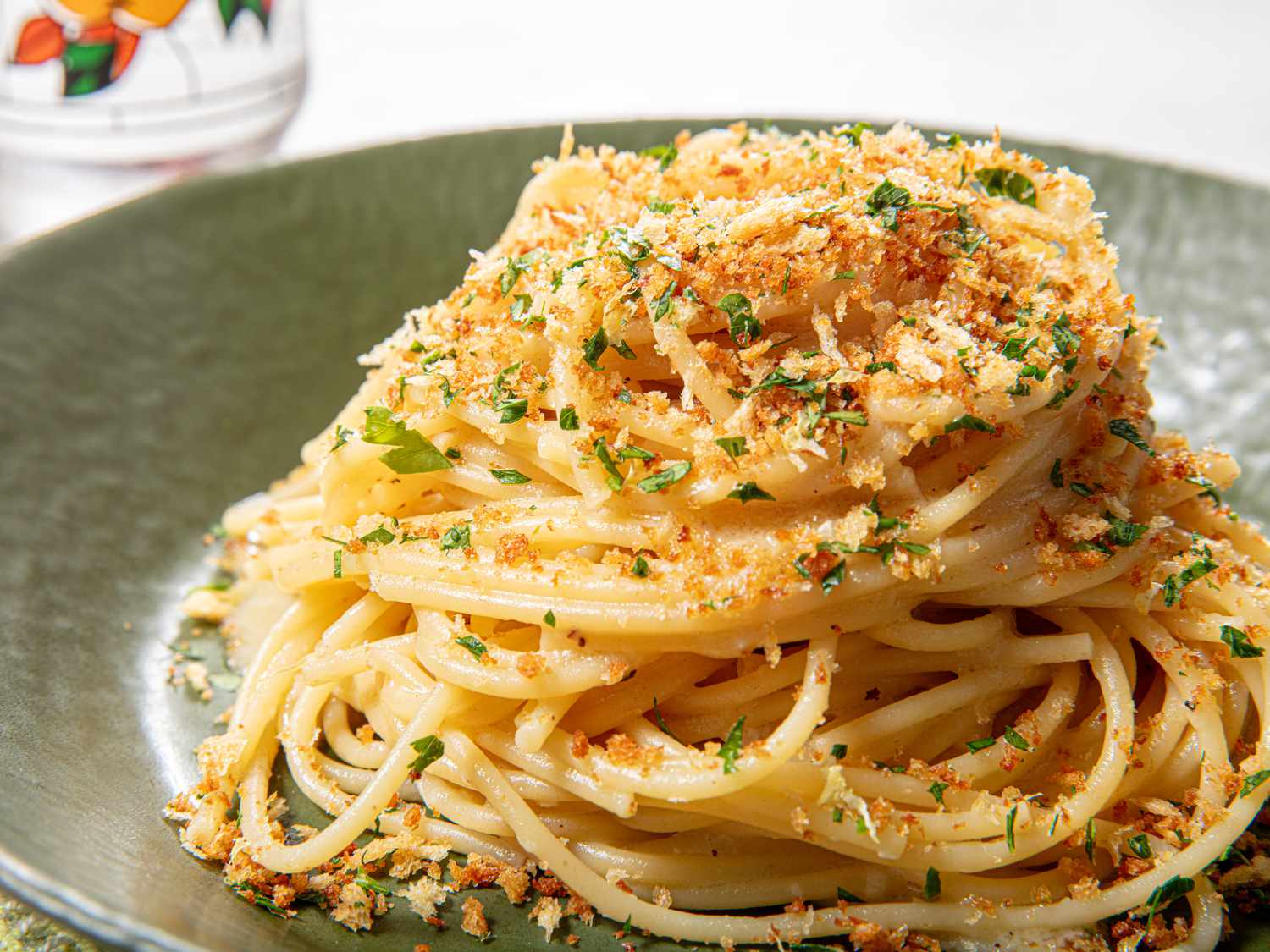 Side view of finished pasta