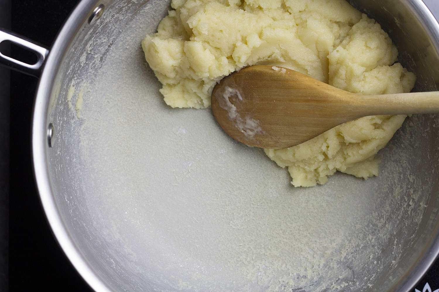 Making pate a choux in a saucier