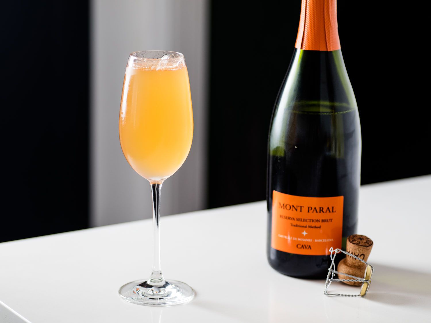 A Silver Daisy sparkling cocktail and opened bottle of Cava