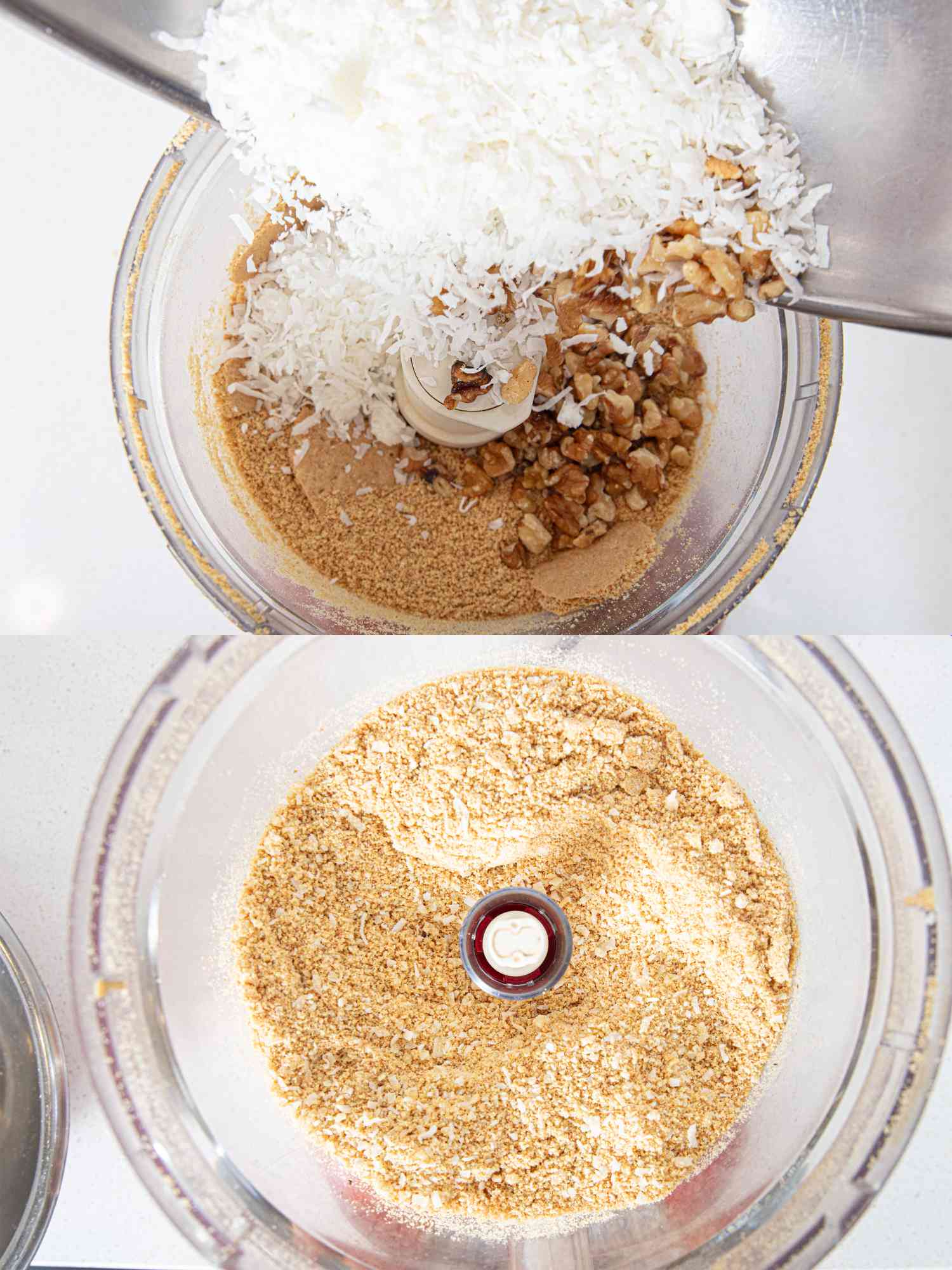 Two image collage of making crust